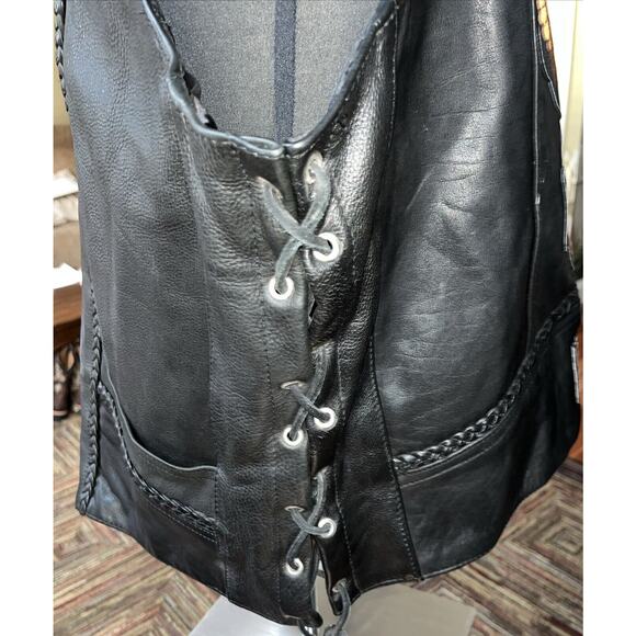 Vintage Vance Leather Motorcycle Vest Buffalo Buttons Harley Eagle Patch Men‎ 54 - Picture 4 of 11